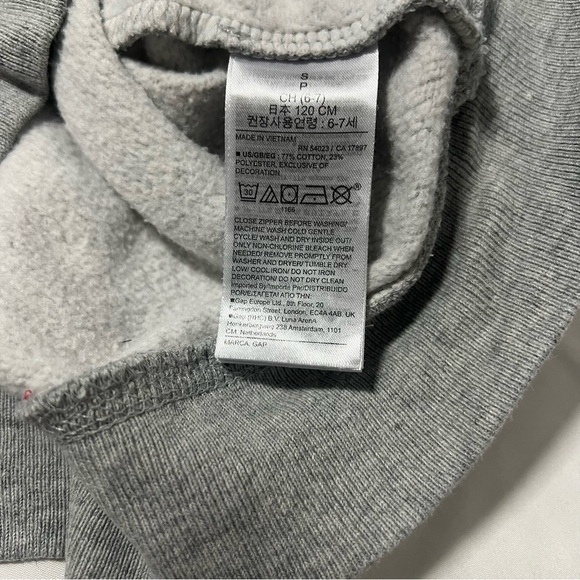 GAP Kids Girls Size Small 6-7 Gray & Pink Jogger Sweatpants Set Full Zip Hoodie - Picture 6 of 15